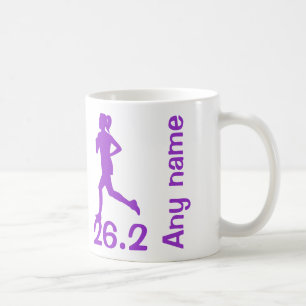 Purpurfärgad kvinnlig maratonspringermugg 26,2 kaffemugg