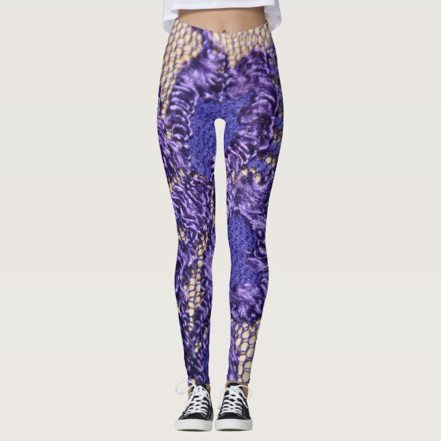 purpurfärgad Lacey damunderkläderlook Leggings (Framsida)