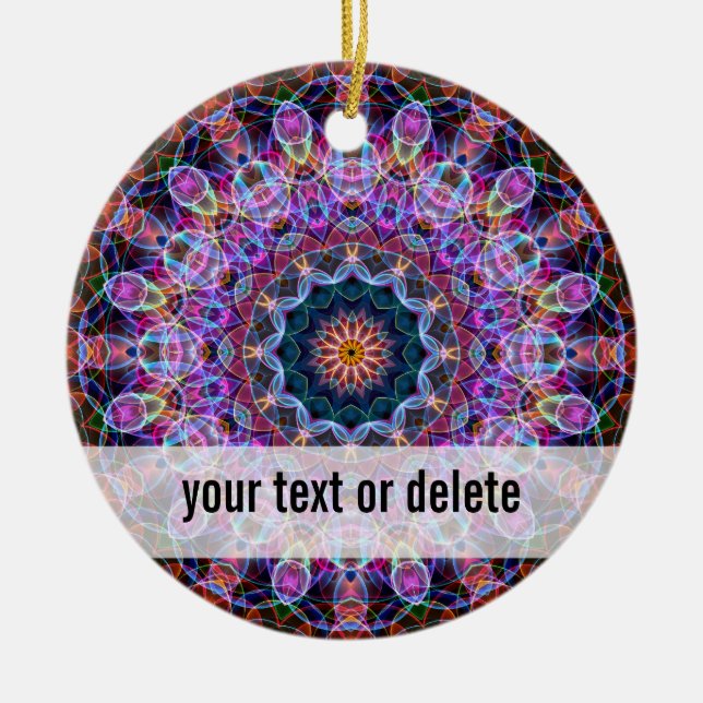 Purpurfärgad lotusblommakaleidoscope julgransprydnad keramik (Framsidan)