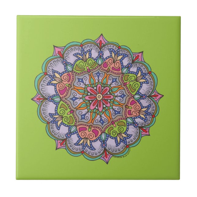 Purpurfärgad Mandala Kakelplatta (Framsidan)