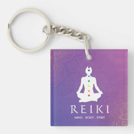 Purpurfärgad Mandala Reiki Keychain