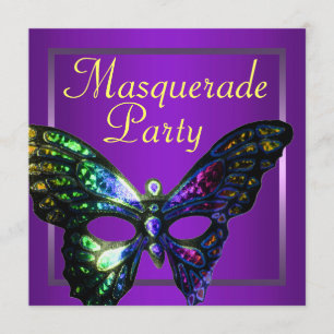 Purpurfärgad maskeradpartyinbjudan inbjudningar