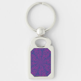 Purpurfärgad Mazerektangel Keychain Rektangulärt Silverfärgad Nyckelring