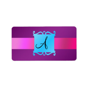 Purpurfärgad monogramfinareemblem adressetikett