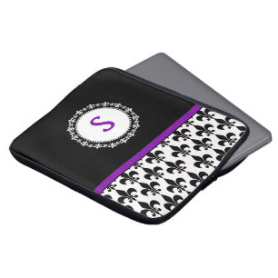 Purpurfärgad Monogrammed Fleur de Lis laptop Fodral