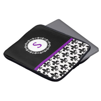 Purpurfärgad Monogrammed Fleur de Lis laptop Fodral