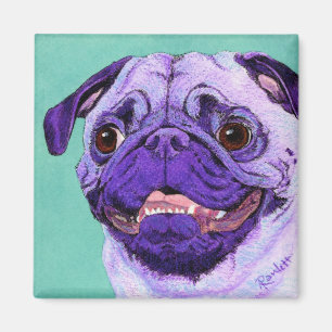 Purpurfärgad mopsmagnet magnet