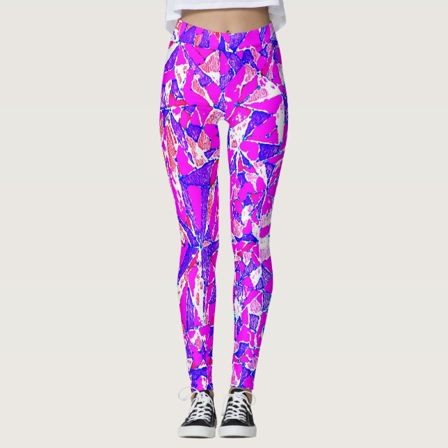 Purpurfärgad mosaik leggings (Framsida)