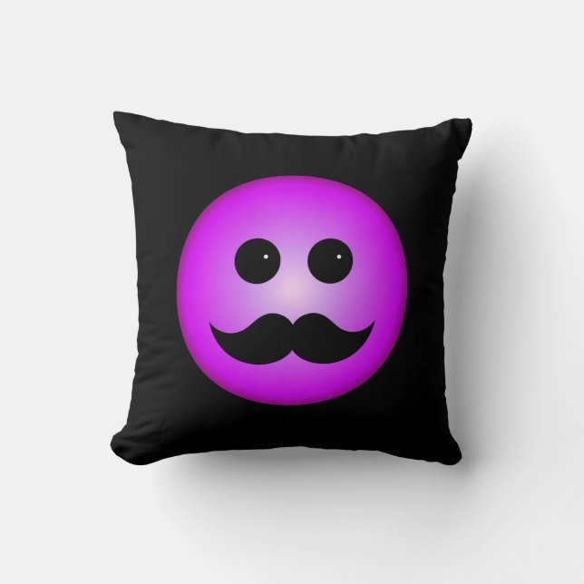 Purpurfärgad mustaschEmoticon Kudde (Framsida)