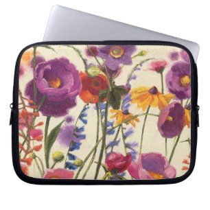 Purpurfärgad och orange vallmomelodi laptop sleeve