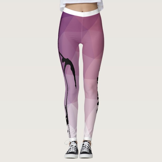 Purpurfärgad och rosa damasker för Pole Leggings (Framsida)