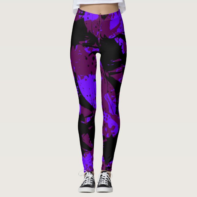 purpurfärgad orchidaura leggings (Framsida)