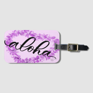 Purpurfärgad OrchidLeihjärta Aloha Hawaii hänger Bagagebricka