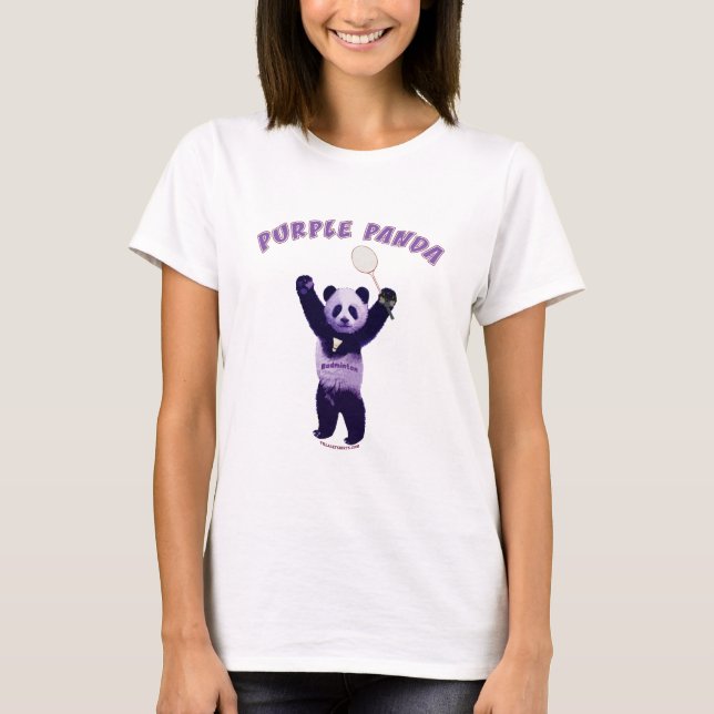 Purpurfärgad PandaBadminton Tee Shirt (Framsida)