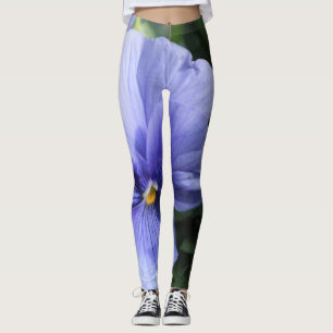 Purpurfärgad Pansyblommar med grönt & gult, foto Leggings
