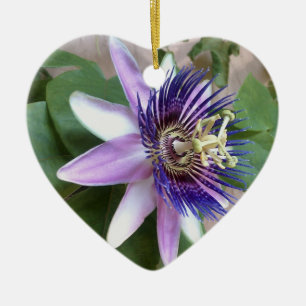 Purpurfärgad passionblomma julgransprydnad keramik