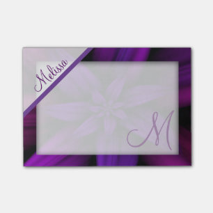Purpurfärgad passionblommigtMonogram Post-it Block