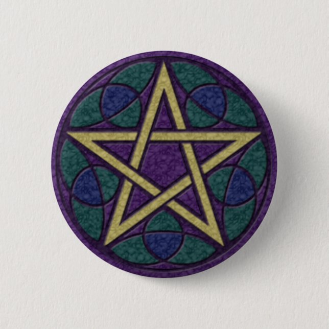 Purpurfärgad Pentacle Triquetra Knapp (Framsida)