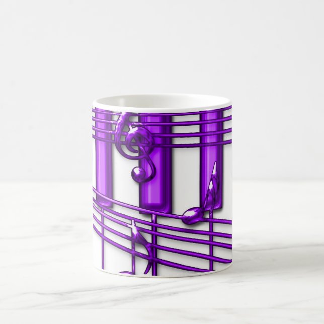 Purpurfärgad pianotangentbordmusik noter kaffemugg (Center)