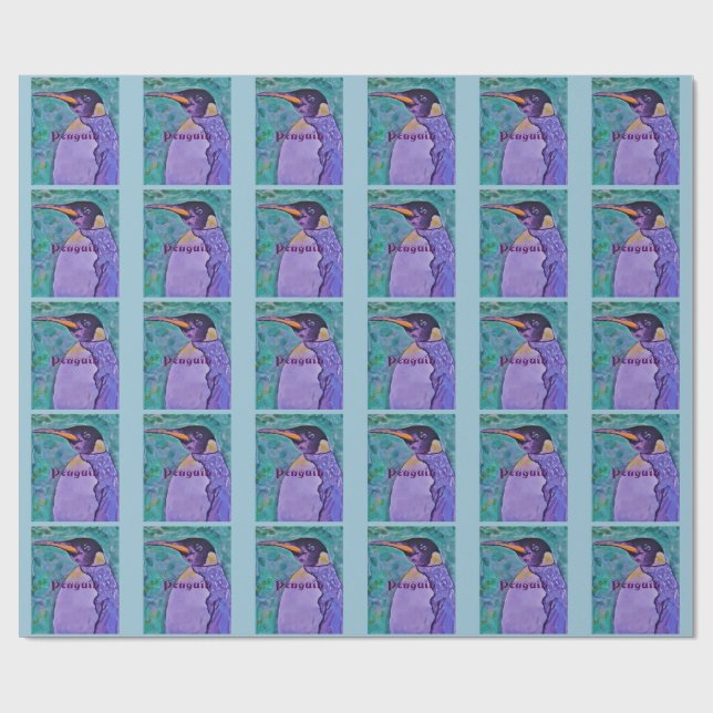 Purpurfärgad pingvin presentpapper (Platt)