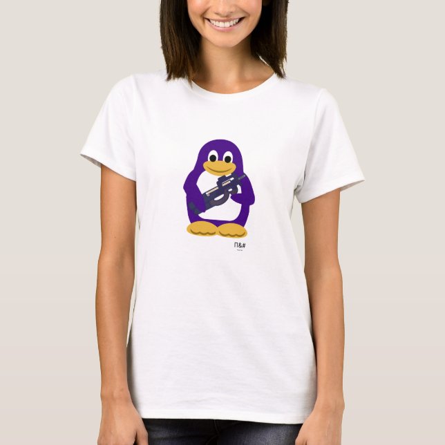 Purpurfärgad pingvin tee shirt (Framsida)