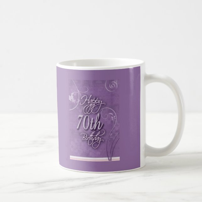 Purpurfärgad pizazz för den 70th födelsedagen kaffemugg (Höger)