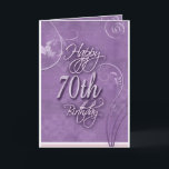 Purpurfärgad pizazz för den 70th födelsedagen kort<br><div class="desc">Ljus purpurfärgad bakgrund med blommor,  pricker och virvlar runt upplivar upp denna 70th födelsedagdesign för den sakkunnig någon.</div>