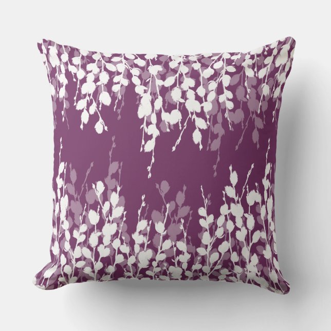 Purpurfärgad plommon Pussywillow Kudde (Framsida)