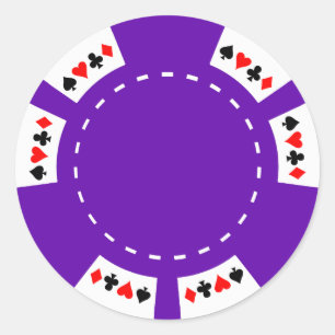 Purpurfärgad poker och dobbelchip runt klistermärke