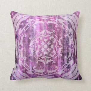 Purpurfärgad polityr: Mandala och diamanter Kudde