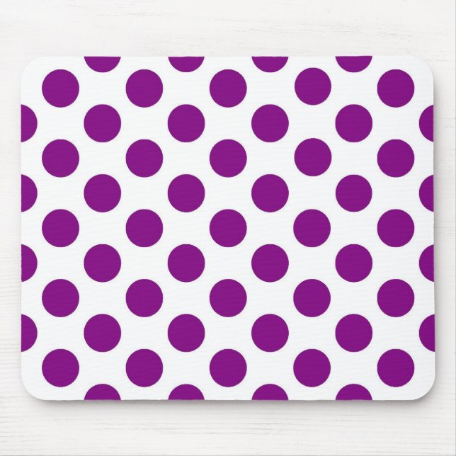 Purpurfärgad polka dots för vit - Mousepad Musmatta (Framsidan)