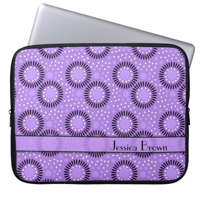 Purpurfärgad polka dotslaptop sleeve för moderna (Framsidan)