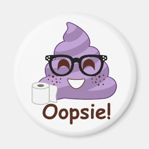Purpurfärgad Poop Emoji Oops Magnet