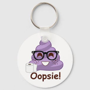 Purpurfärgad Poop Emoji Oops Nyckelring