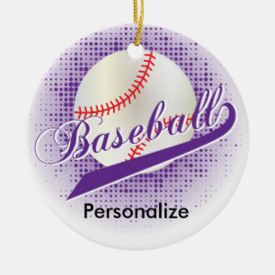 Purpurfärgad Retro baseballstil Julgransprydnad Keramik