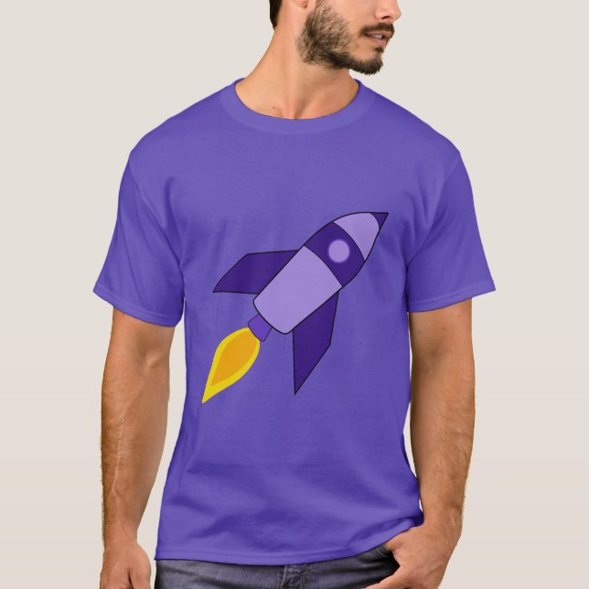 Purpurfärgad Retro raketT-tröja T Shirt (Framsida)