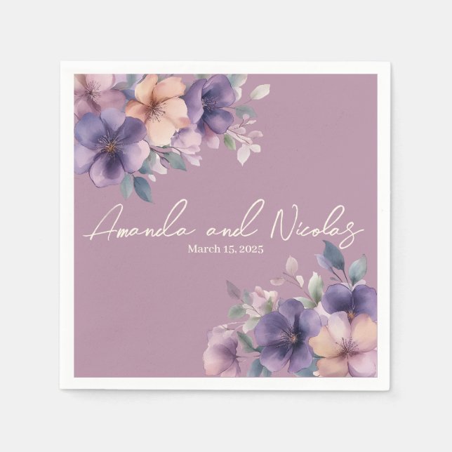 Purpurfärgad rosa bröllop pappra blöjor pappersservett (Framsidan)