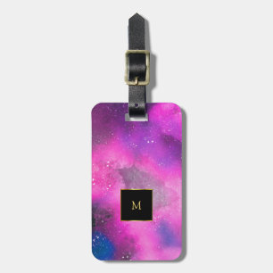 Purpurfärgad rosa monogram för bagagebricka