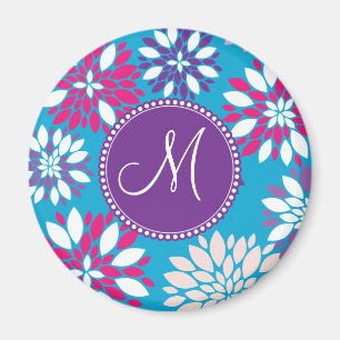 Purpurfärgad rosa vitblomma för beställnings- magnet