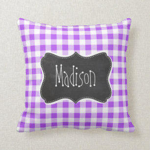 Purpurfärgad rutig Gingham; Svart tavla för Kudde