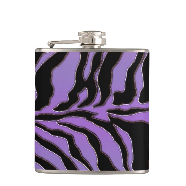 Purpurfärgad sebra görad randig djur tryckflaska fickplunta (Framsidan)