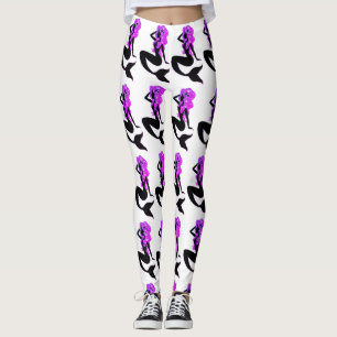 Purpurfärgad sjöjungfruyogadamasker leggings