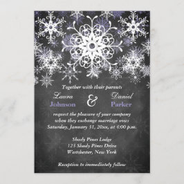 Purpurfärgad snöig inbjudan för svart