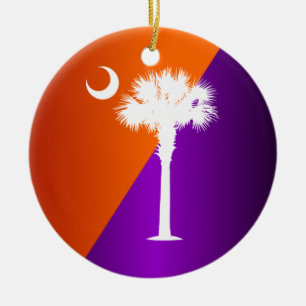 Purpurfärgad South Carolina som är orange & Julgransprydnad Keramik