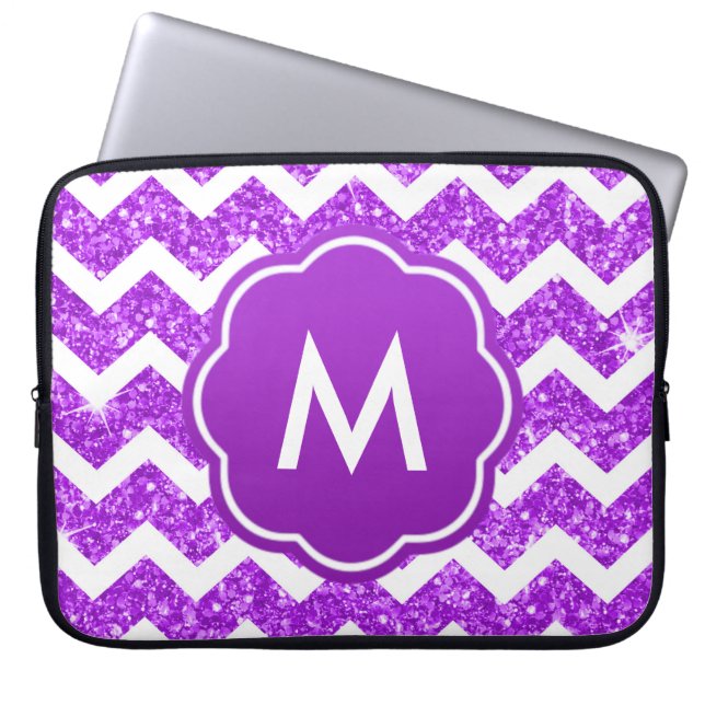Purpurfärgad sparreglitterMonogram Laptop Fodral (Framsidan)