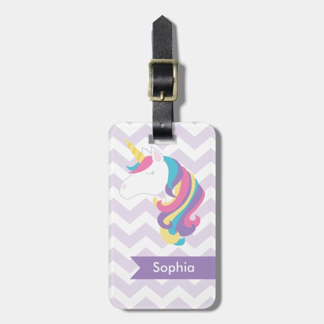 Purpurfärgad sparreUnicorn för personlig Bagagebricka (Vertikal Framsida)