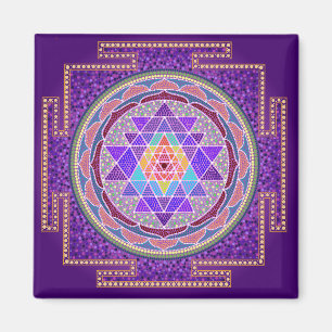 Purpurfärgad Sri Yantra magnet