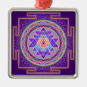 Purpurfärgad Sri Yantra prydnad Julgransprydnad Metall