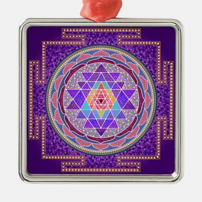 Purpurfärgad Sri Yantra prydnad Julgransprydnad Metall (Framsidan)