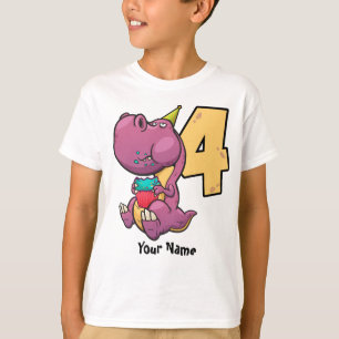 Purpurfärgad T-Rex Dinosaur4e födelsedagen T Shirt
